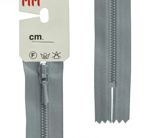 Молния Riri для юбок, металл крашеный, неразъёмная, 3мм 18см, цвет 2119, серый