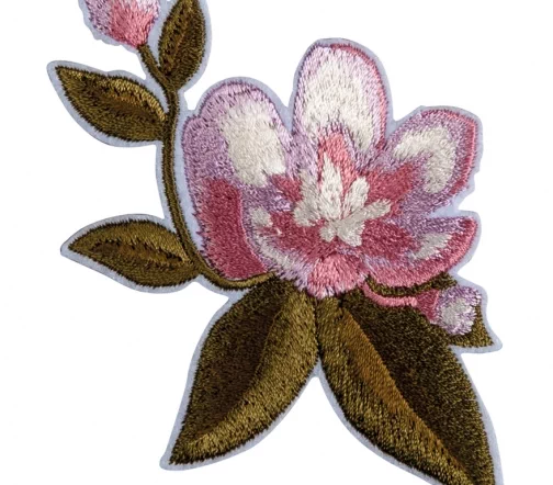 Термоаппликация HKM "Цветок розово-белый с бутонами", 6,3 х 9,2 см