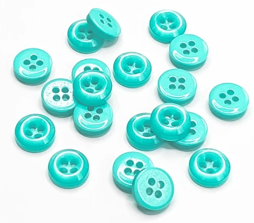 Пуговица рубашечная, 4 отв., 10 мм, пластик, цвет бирюзовый, DRN0049-10-204