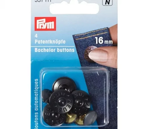 331111 Кнопки "Холостяк Зевс", латунь, 16 мм, цвет черный, 4шт., Prym