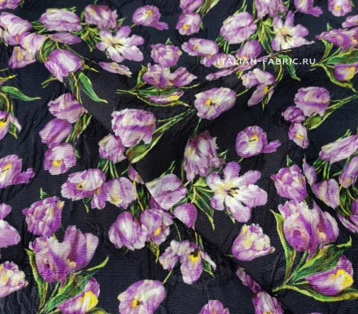 Жаккард D&G "Фиолетовые тюльпаны на черном", 01706-1