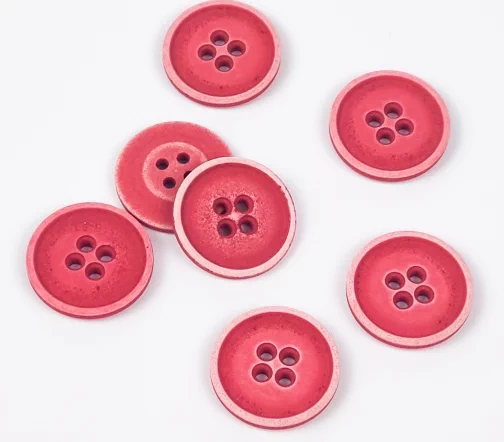 Пуговицы, Union Knopf, "Круглые с белой каймой", 4 отв., пластик, цвет темно-розовый, 23 мм