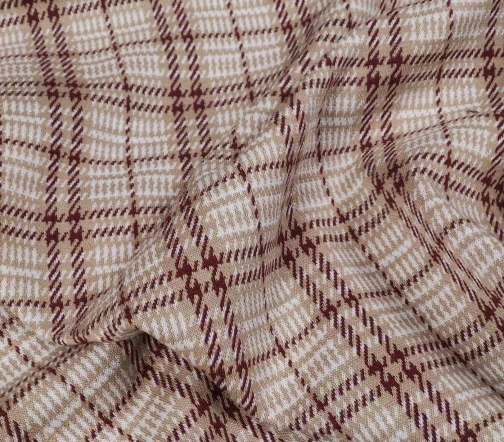Джерси в клетку, цвет бордовый/бежевый/молочный, 1112102
