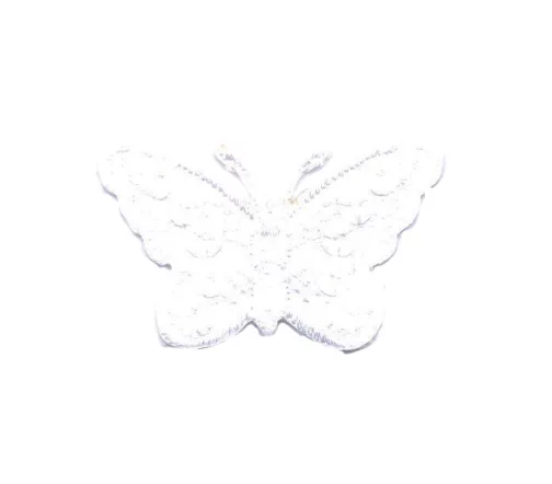 Термоаппликация "Бабочка с пайетками", 2,2 х 3,7 см, белая, арт. 569476.D