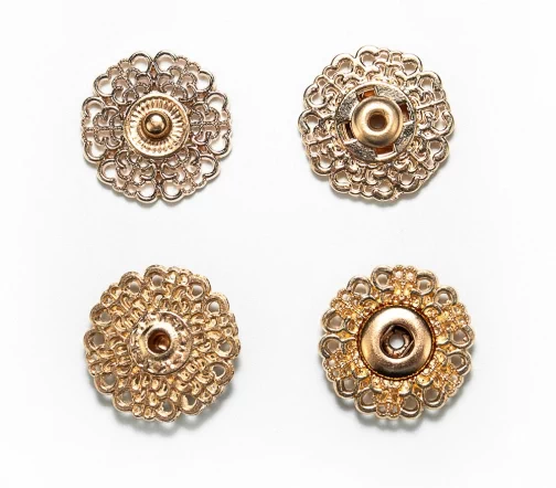 Кнопки ажурные, металл, пришивные, 21 мм, цвет золото, 04-G-21