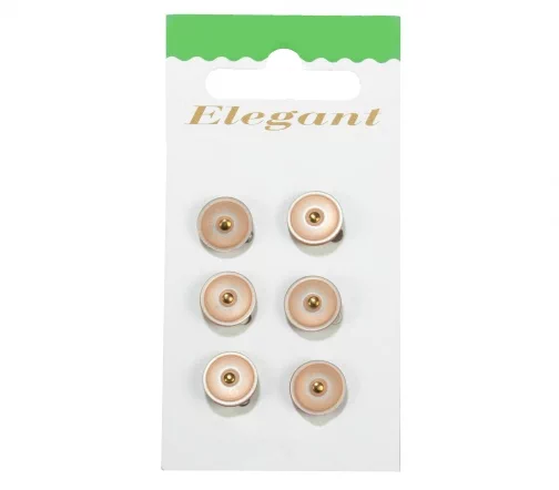 Пуговицы Disboton, 11 мм, на металл.ножке, пластик, 6 шт., бежево-розовый/золотой