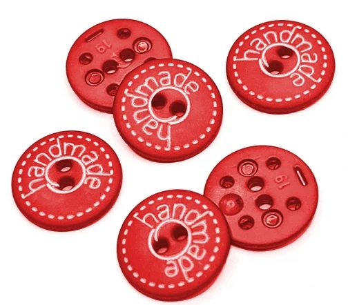 Пуговица DILL "Handmade", 2 отв., пластик, цвет красный, 18 мм