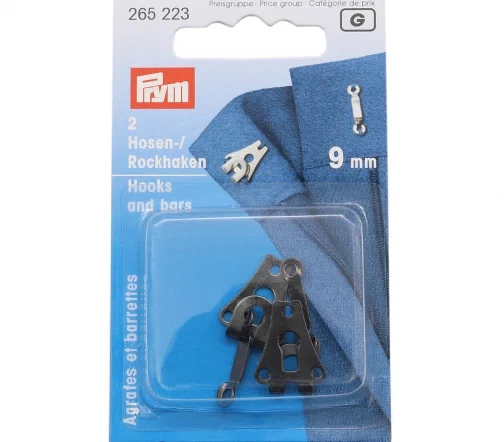 265223 Крючок для брюк и юбок с дугой (сталь), черный цв., 9 мм, 2шт., Prym