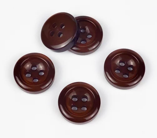 Пуговицы, Union Knopf, "Круглые, прозрачные", 4 отв., пластик, цвет коричневый, 23 мм
