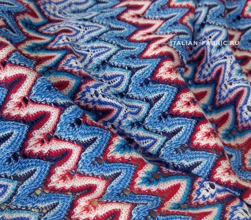 Трикотаж зигзаги сине-красно-белые, 01865