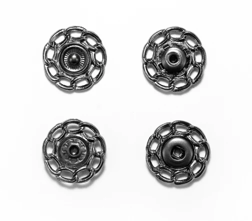 Кнопки ажурные, металл, пришивные, 21 мм, цвет черный, 03-B-21