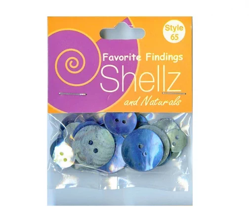 Набор пуговиц, серия Favorite Findings "Shellz & Naturals", перламутр, 2 отв., 32 шт., цв.синий