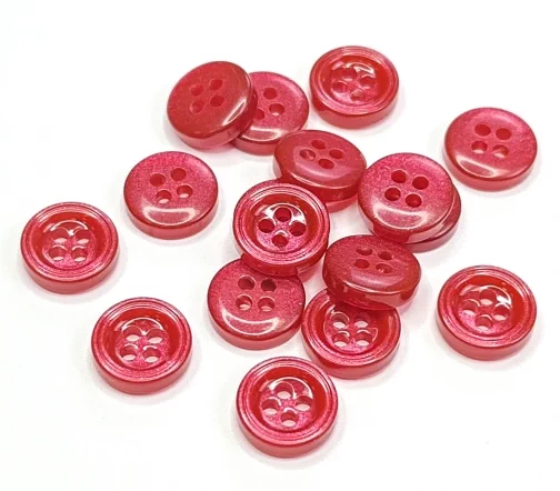 Пуговица рубашечная, 4 отв., 11 мм, пластик, цвет красный, DRN0050-11-148