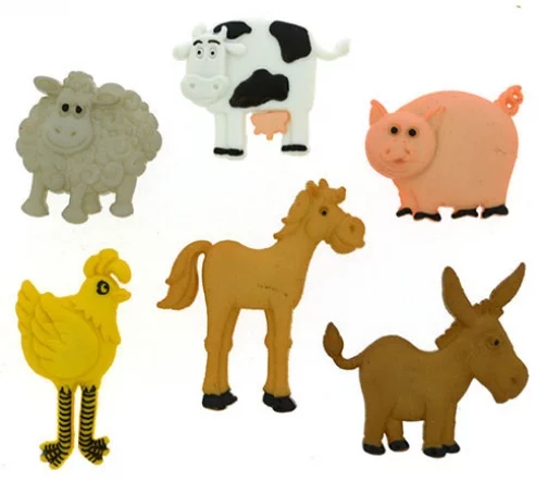 Декоративные пуговицы Dress It Up "Забавная ферма", 6 шт., 1177349