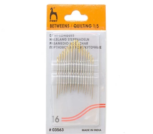 Иглы ручные для шитья полудлинные с золотым ушком, № 1-5, 16 шт., PONY 03563