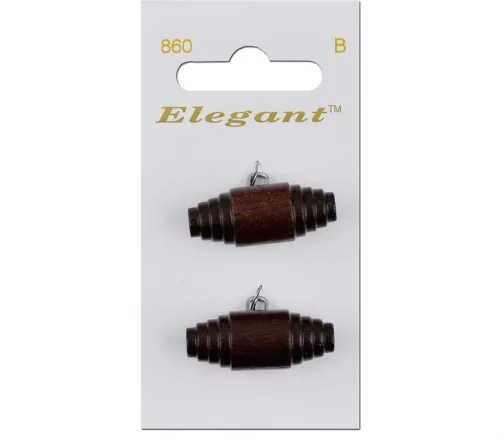 Пуговицы Elegant, арт. 860 H, на ножке, 32 мм, дерево, 2 шт., т.коричневый
