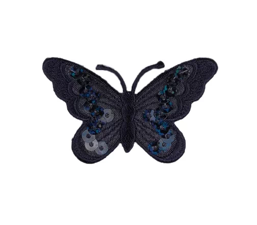 Термоаппликация "Бабочка с пайетками", 3,8 х 6,2 см, темно-синий, арт. 569477.B