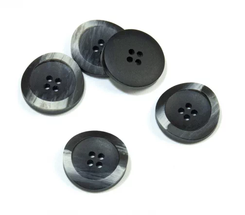 Пуговица Union Knopf, 4 отв., пластик, цвет черный, 23 мм