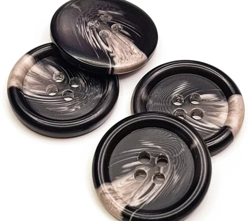 Пуговица DILL, 4 отв., пластик, цвет черный/серый, 25 мм
