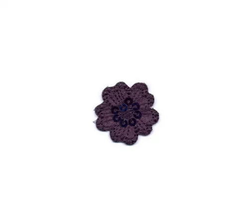 Термоаппликация "Цветок с пайетками  фиолетовый", d 3 см, 569471.B