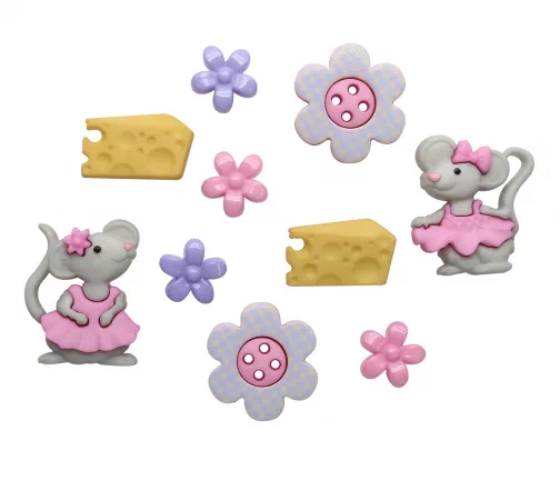 Декоративные пуговицы Dress It Up "Мышата", 10 шт., 7676