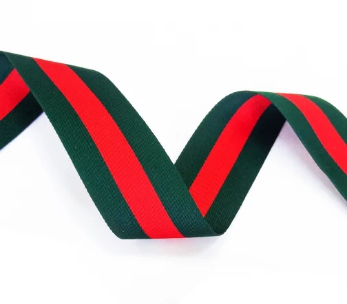 Лента лампасная Gucci, 40 мм, зеленый/красный