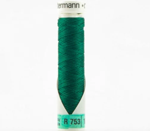 Нить Silk R 753 для фасонных швов, 10м, 100% шелк, цвет 340 зеленый трилистник, Gutermann 703184