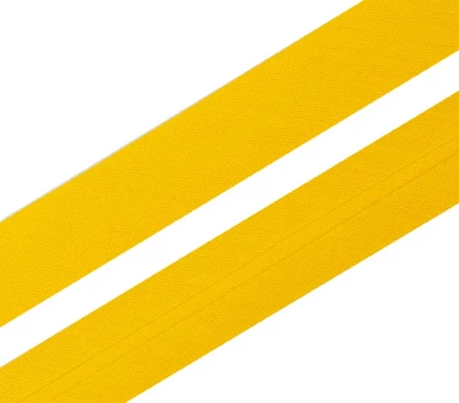 Косая бейка SAFISA, 20мм, хлопок, цвет 105, ярко-желтый