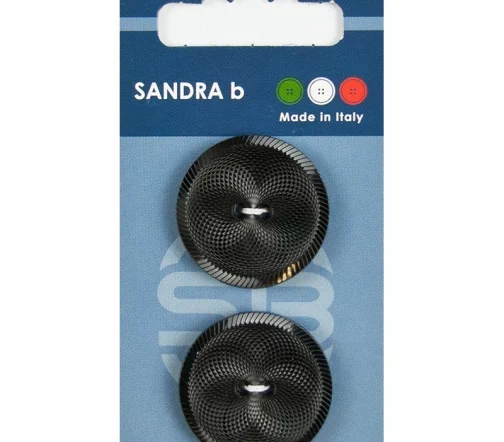 Пуговицы Sandra, 28 мм, 2 отв., пластик, 2 шт., черный, CARD147
