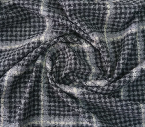 Шерсть с кашемиром в клетку, градиенты серого, 81102