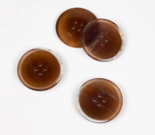 Пуговицы, Union Knopf, "Круглые с каймой", 4 отв., пластик, цвет светло-коричневый, 28 мм