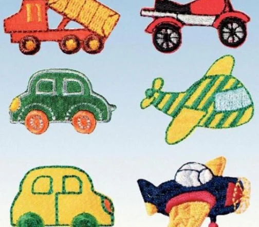 925378 Набор термоаппликаций "Транспорт" 3,7х2,7/3,8х3/3,8х2,5/3,4х2,3/3,5х2,1/3,5х2см, 6шт., Prym