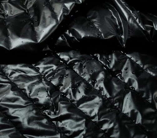 Мембранная курточная стеганая ткань на синтепоне Moncler, цвет черный, 6112221