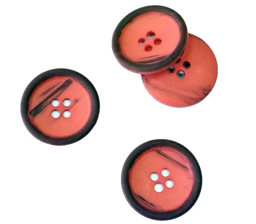 Пуговица Sandra с т-серым ободком, 22 мм, 4 отв., пластик, красный, 75618-36-4E