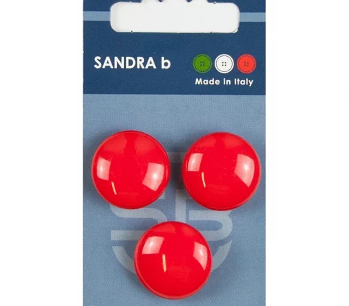Пуговицы Sandra, на ножке, 20,5 мм, пластик, 3 шт., цвет красный, CARD056