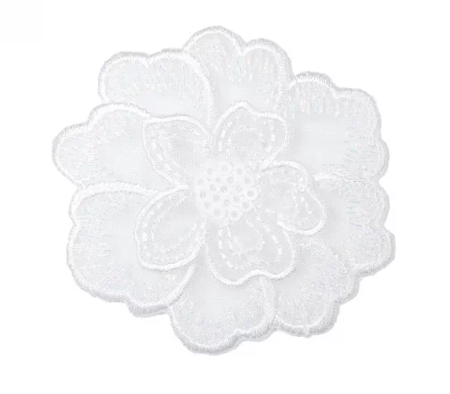 Термоаппликация Marbet "Цветок вышитый белый с пайетками", d 7 см, 565347.001