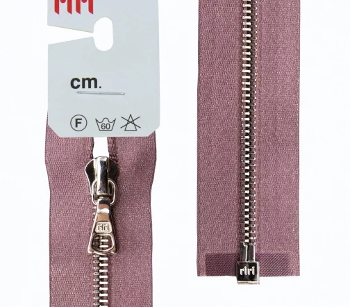 Молния RiRi атласная, металл, разъём, 1замок 4мм 65см, подв. Flach, цепь Ni, цвет 9419, серо-сиренев