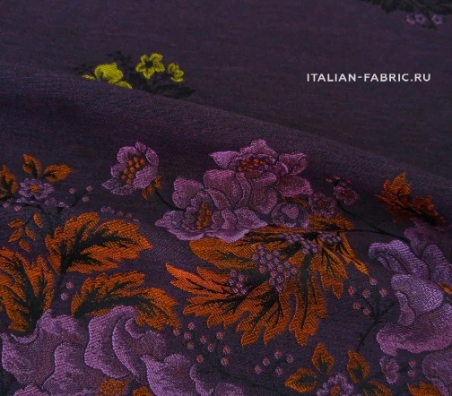 Жаккард купон с цветочным узором, фон бордо, 01942к