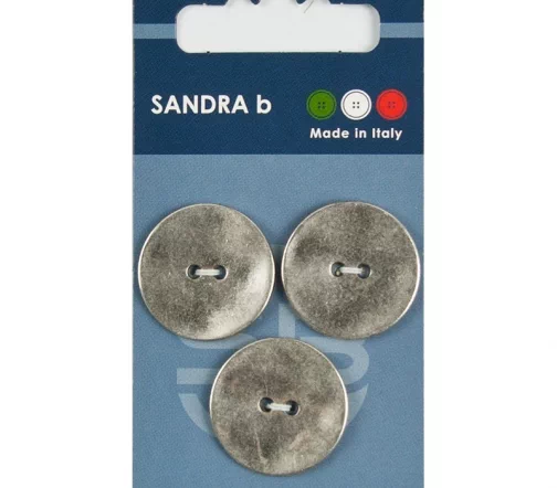 Пуговицы Sandra, 20,5 мм, 2 отв., металл, 3 шт., серебро, CARD196