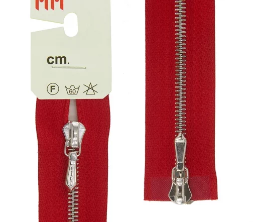 Молния RiRi металл, Ni, слайдер Tropf, 4 мм, разъёмная 1 замок, 90 см, цвет 2407, красный