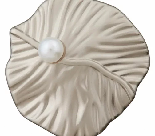 Пуговица Лист с жемч., на ножке, металл, цв. никель, 18 мм