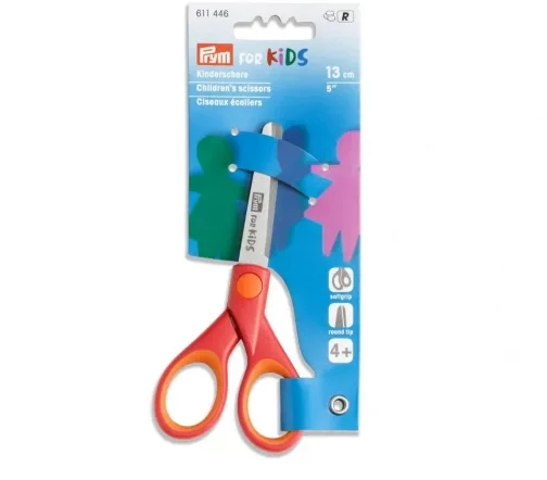 611446 Детские ножницы, 13 см, сталь/пластик, цвет красный/оранжевый, Prym