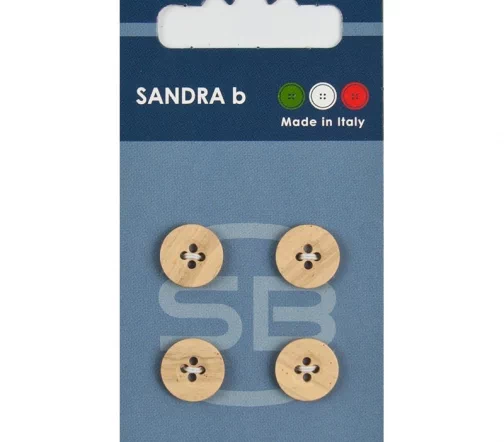 Пуговицы Sandra, 11 мм, 4 отв., пластик, 4 шт., деревянный, арт. CARD235