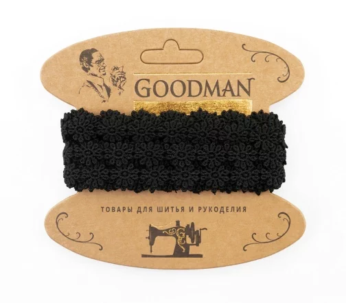 Кружево гипюр GOODMAN, ширина 18 мм, уп./4,5 м, цвет черный, 4GB762.13