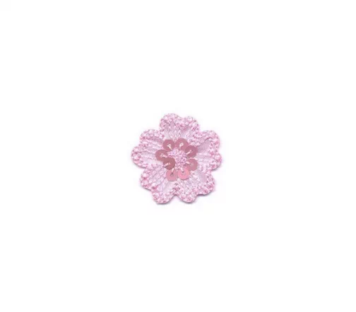Термоаппликация "Цветок с пайетками розовый", d 3 см, 569471.F