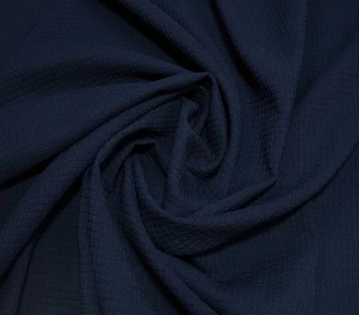 Шерсть стрейч плательная в прямоугольнички темно-синего цвета, 00614