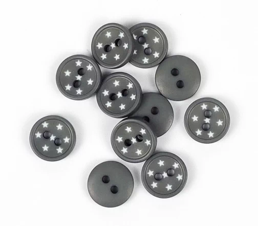 Пуговица Union Knopf "Звездочки", 2 отв., пластик, цвет темно-серый, 12 мм