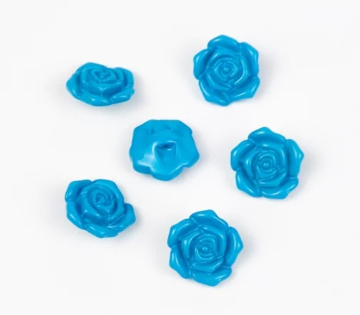 Пуговицы, Union Knopf, "Розочки", пластик, цвет голубой, 15 мм