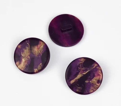 Пуговицы, Union Knopf, "Круглые с золотой пылью", на ножке, пластик, цвет сиреневый, 22 мм
