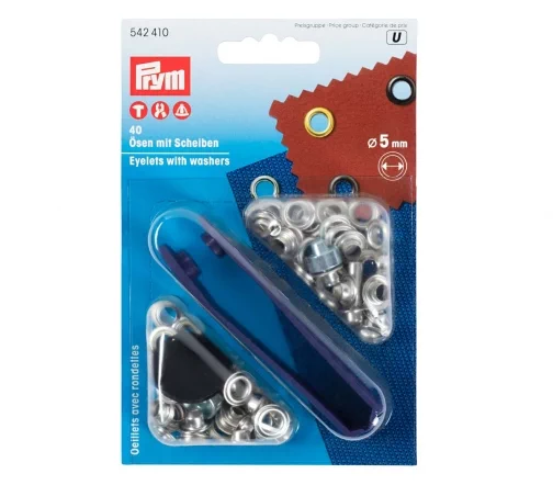542410 Люверсы с инструментом для установки, 5 мм, 40 шт., цвет никель, Prym